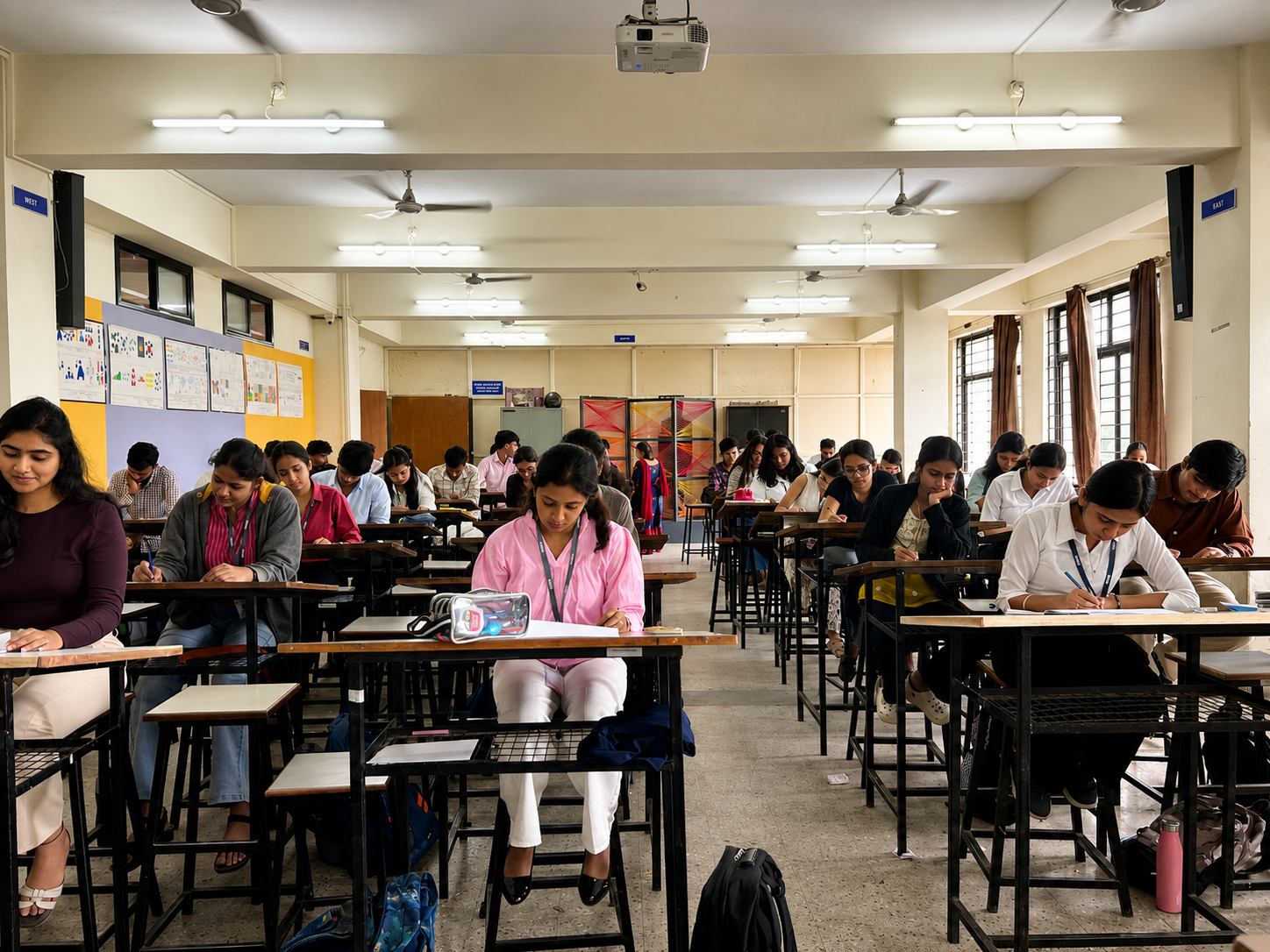 Students working in a smart classroom