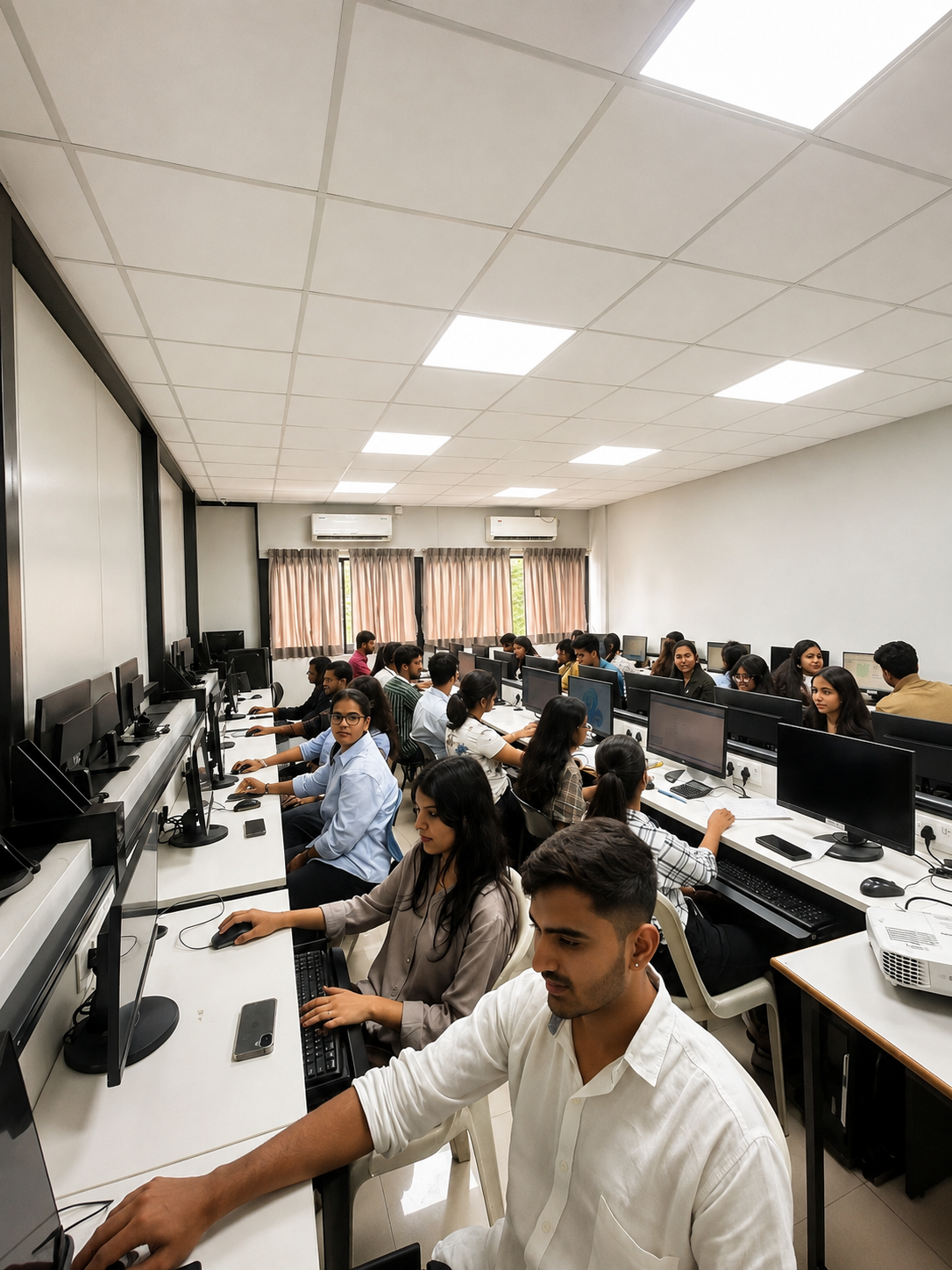 Students using the well-equipped computer lab