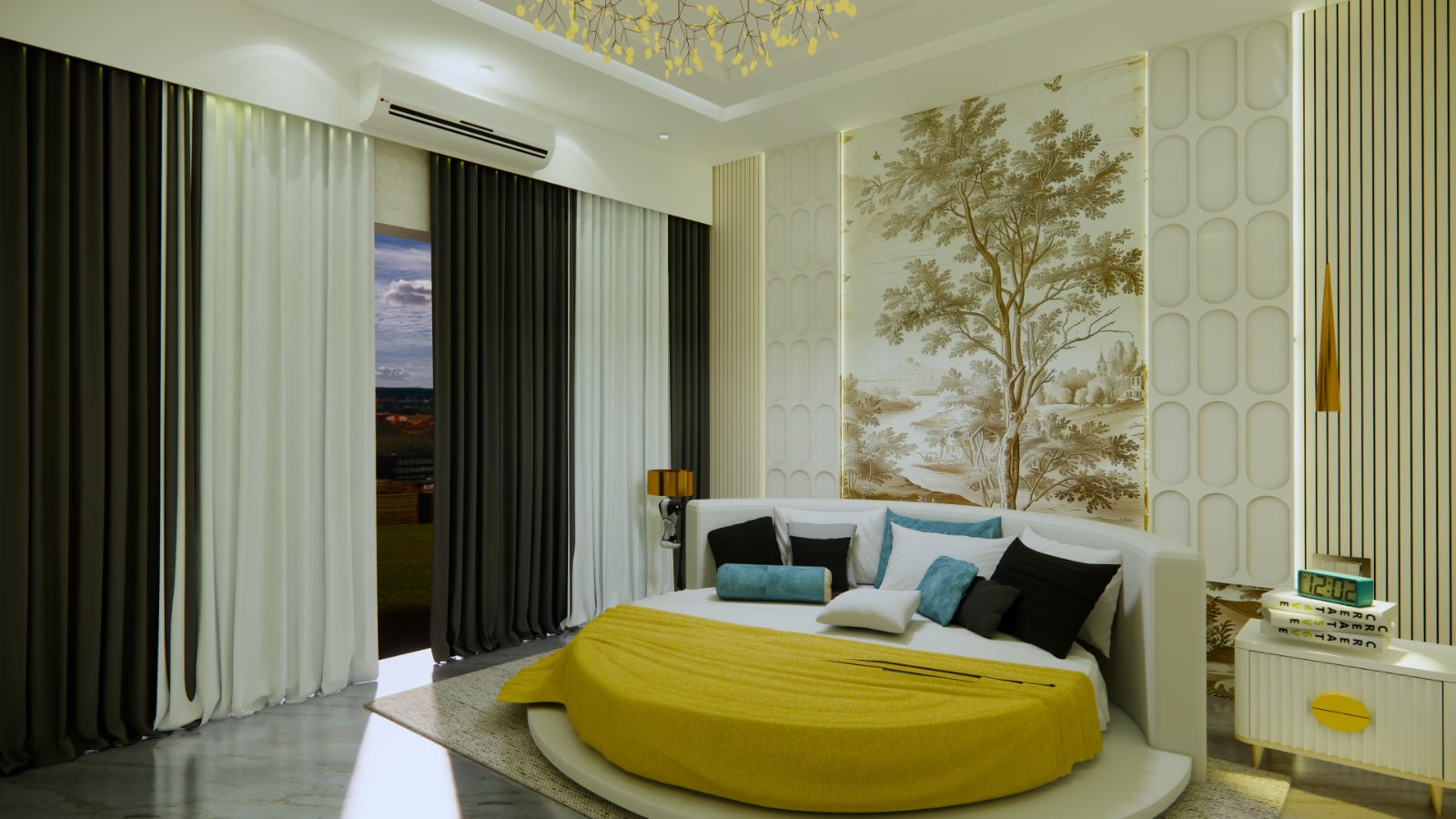 Enscape bedroom visualisation with a feature wall